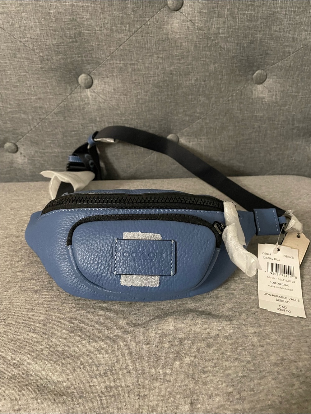 Coach Blue Pebbled Leather Belt Bag